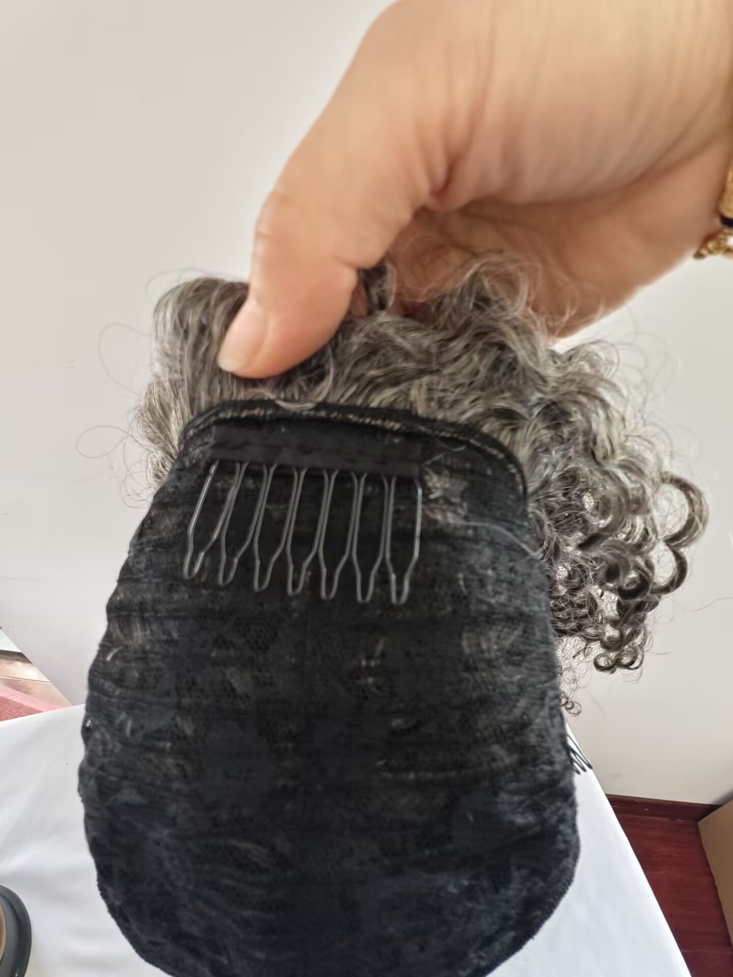 Clytie Raw 80% Grey  Jerry Curly 3b3c Salt and Pepper Gray Half Wig  Human Hair Wigs , 100% One Donor Cuticle Aligned Human Hair