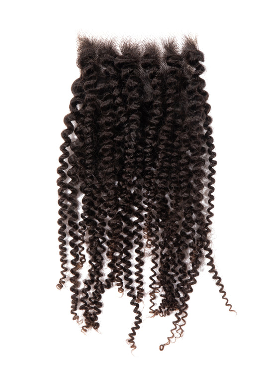 raw 3c 4a kinky curly HD transparent closure natural color-100% raw one donor hair