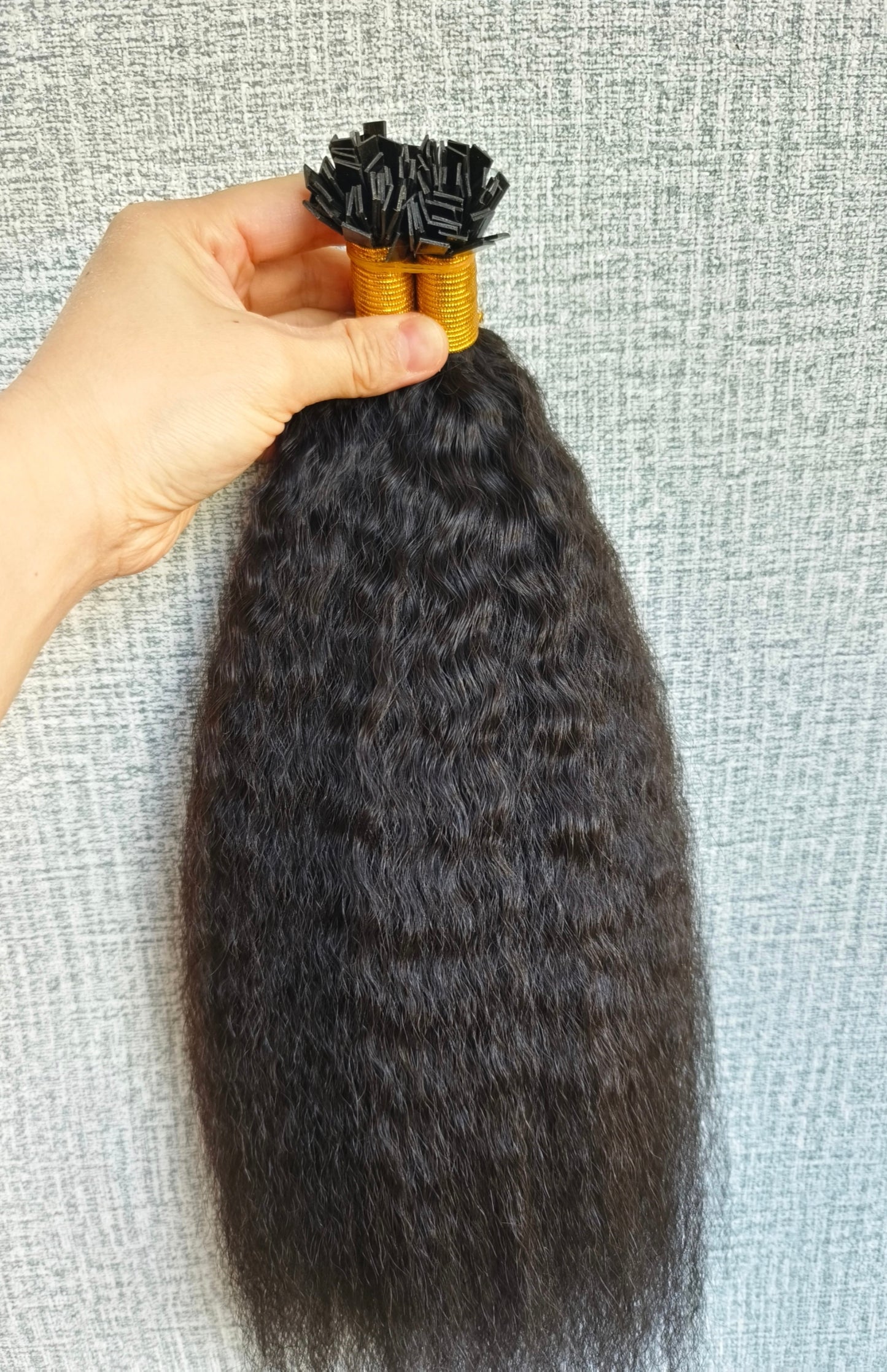 Raw Kinky Straight K Tips - One Donor Human Hair Flat U / V / Tip Extensions