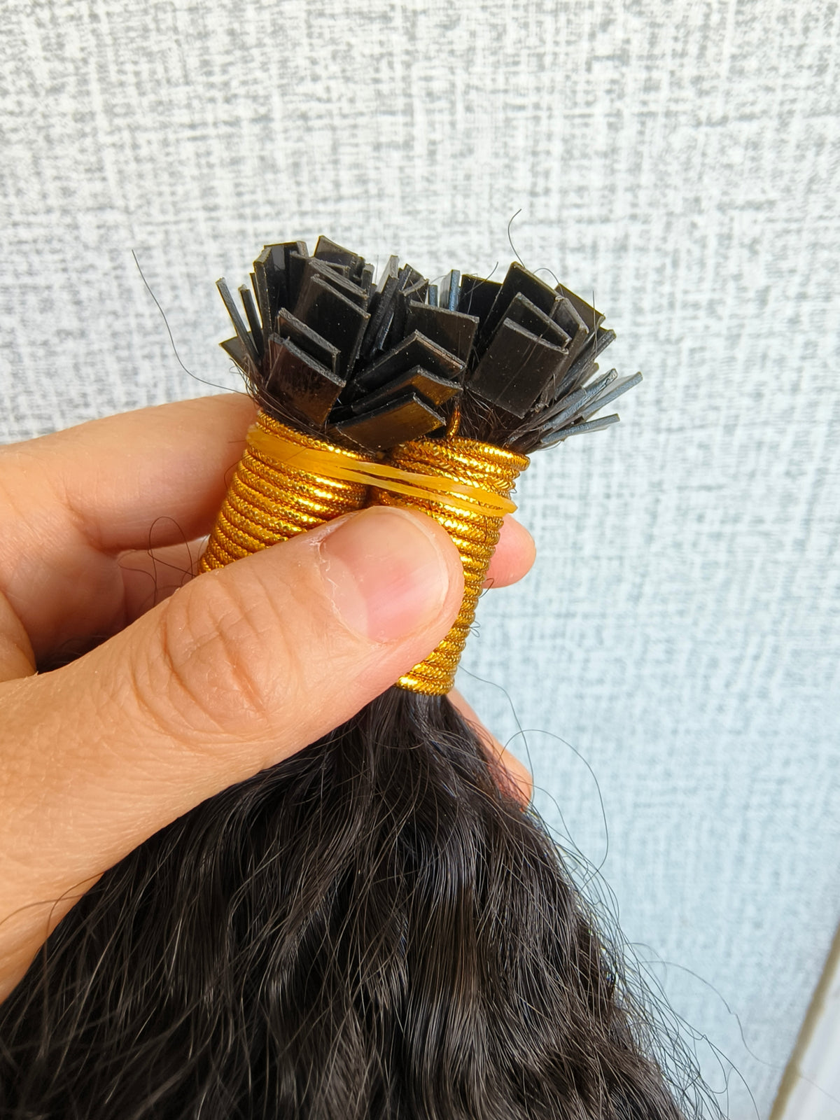 3 K Tips Raw Kinky Straight K Tips - One Donor Human Hair Flat U / V / Tip Exte ...