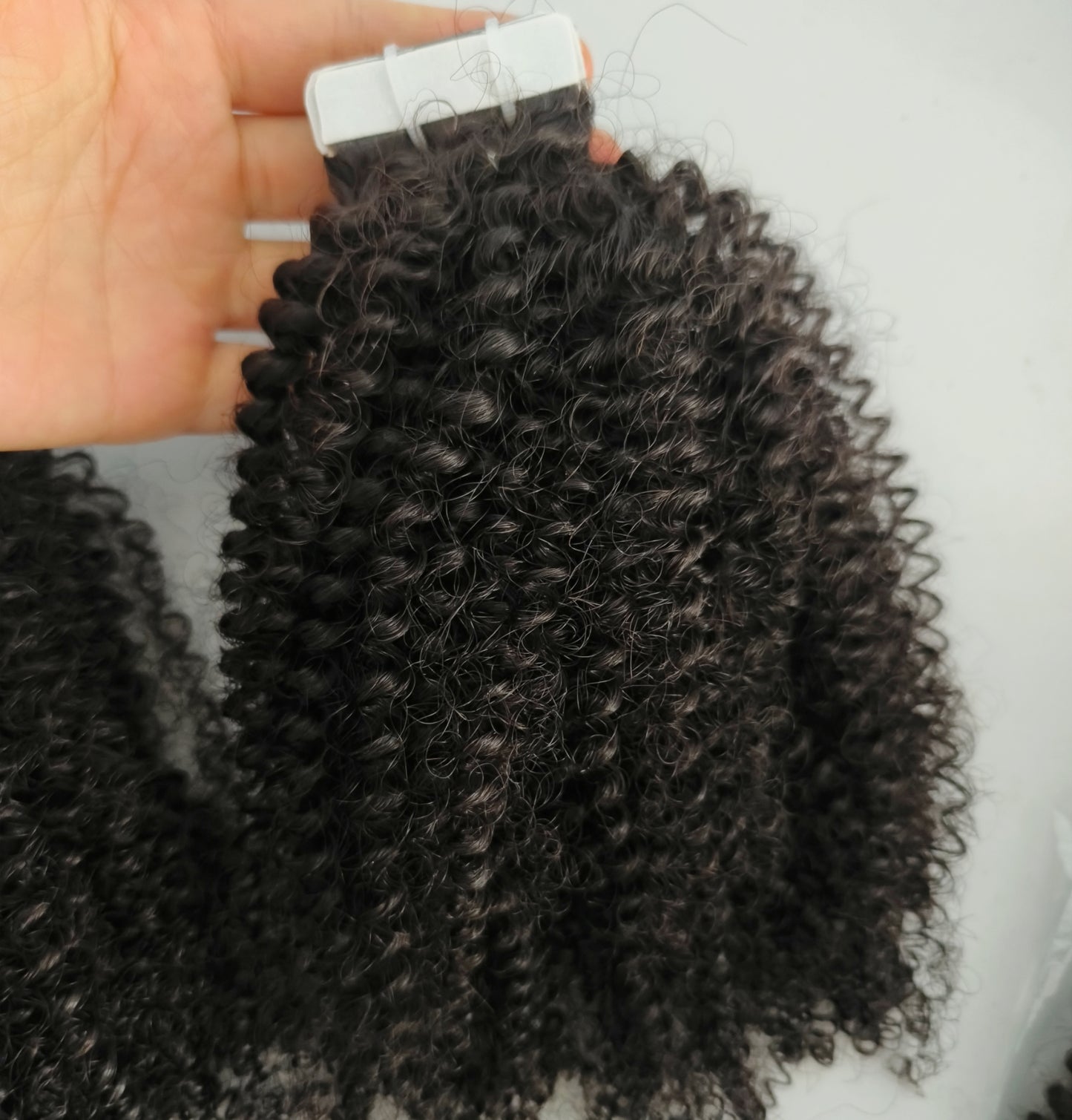 raw 4a 4b afro kinky curly tape ins extension, real one donor human hair tape extensions