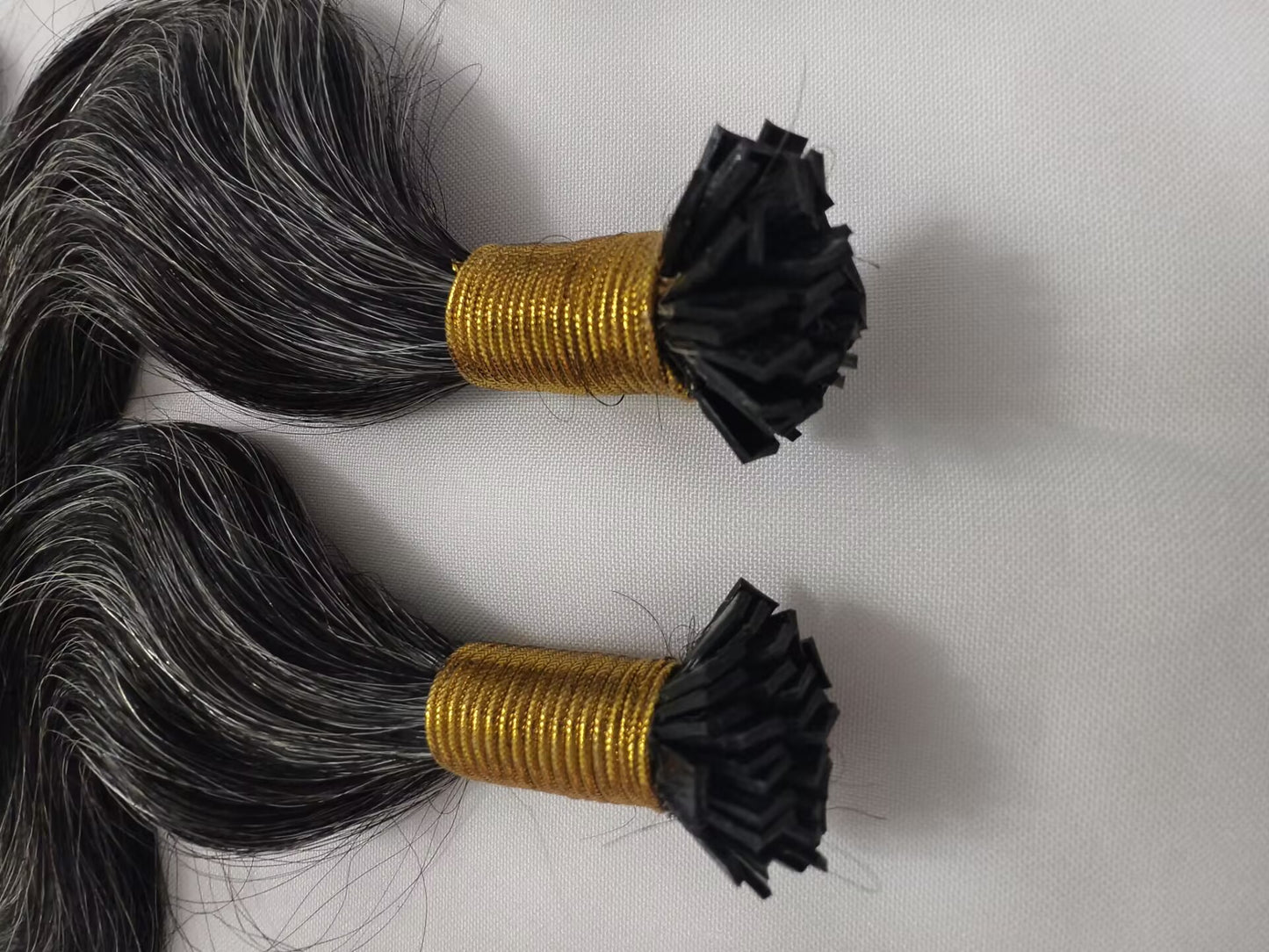 Raw 50% Salt And Peppet Color Body Wave K Tips - One Donor Human Hair Wavy Flat U / V / Tip Extensions