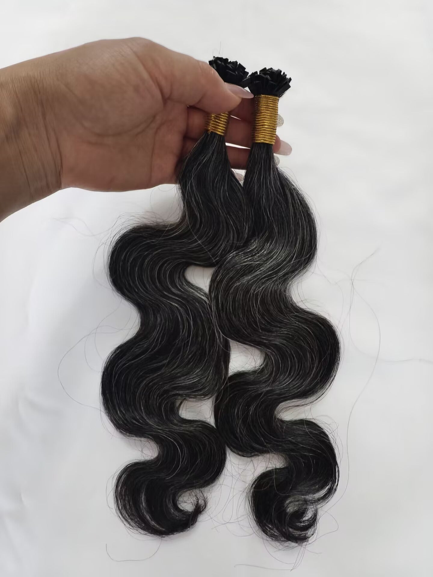Raw 50% Salt And Peppet Color Body Wave K Tips - One Donor Human Hair Wavy Flat U / V / Tip Extensions
