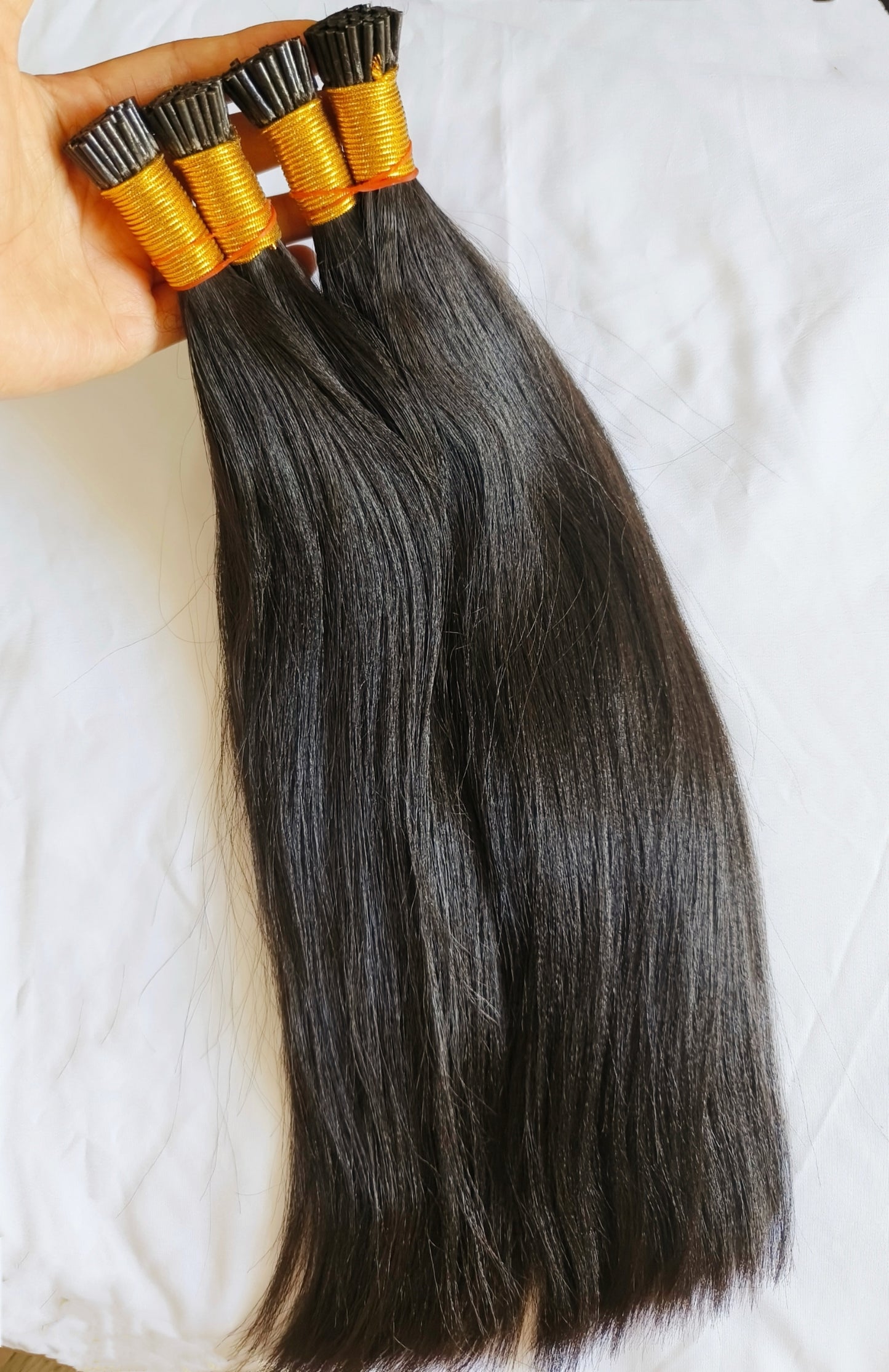 Raw Light Yaki Straight Keratin I Tips - One Donor Human Hair Extensions