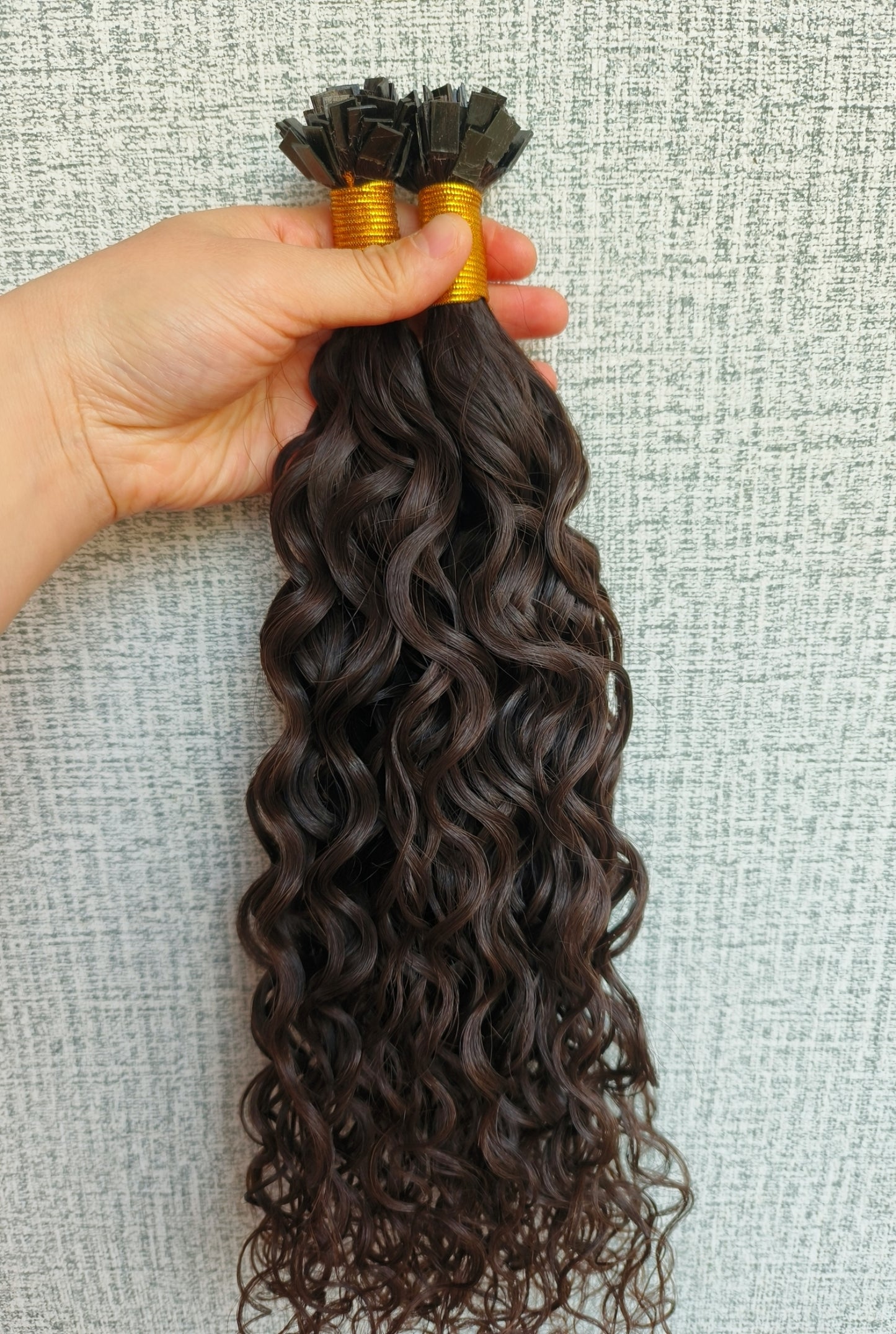 Raw Loose Curly K Tips - One Donor Human Hair Flat U / V / Tip Extensions
