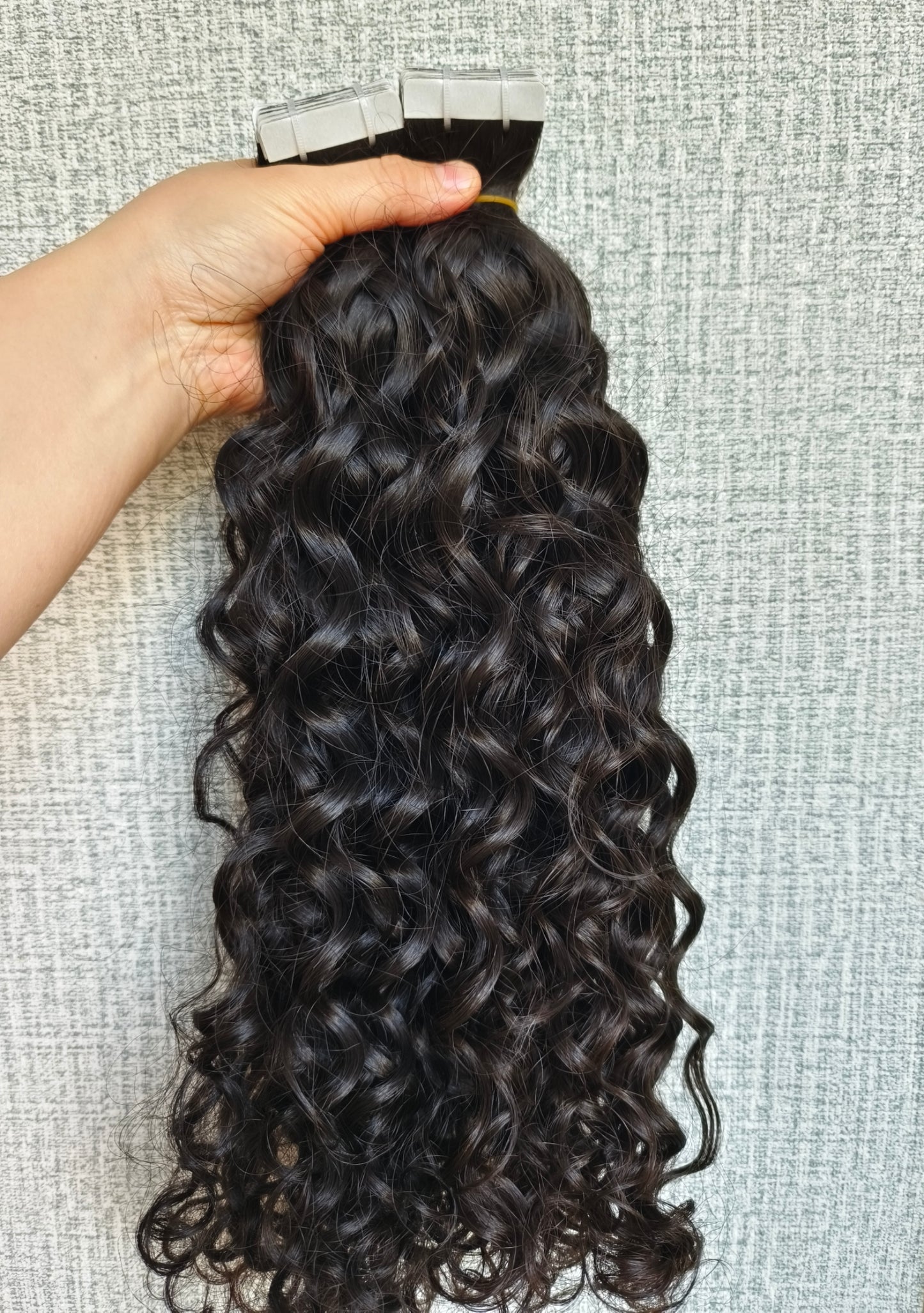 raw loose curly tape ins extension, real one donor human hair tape extensions