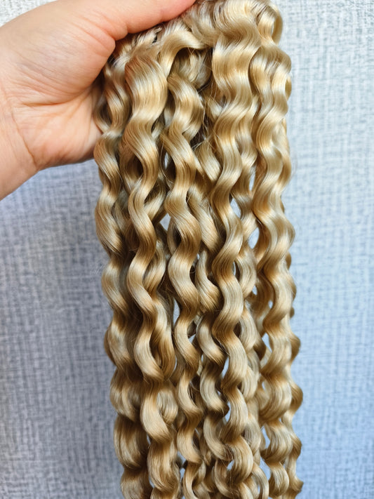 Luxury Light Blonde loose curly human hair bundles-use raw one donor hair to bleach