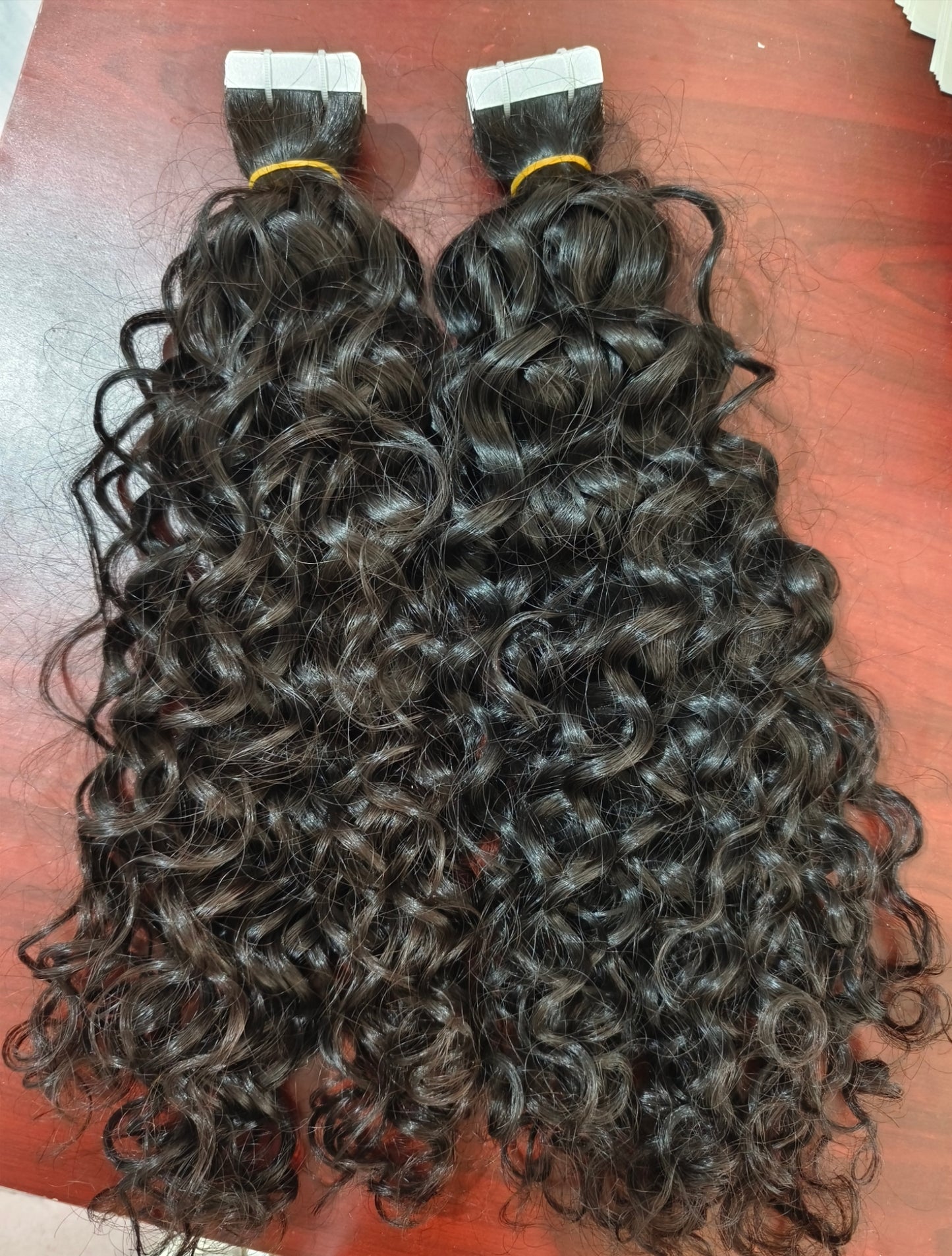 raw loose curly tape ins extension, real one donor human hair tape extensions