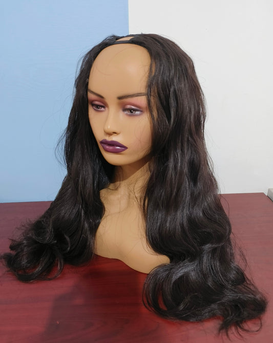 Raw Body Wave  U wig V part human hair wigs , 100% one donor cuticle aligned human hair