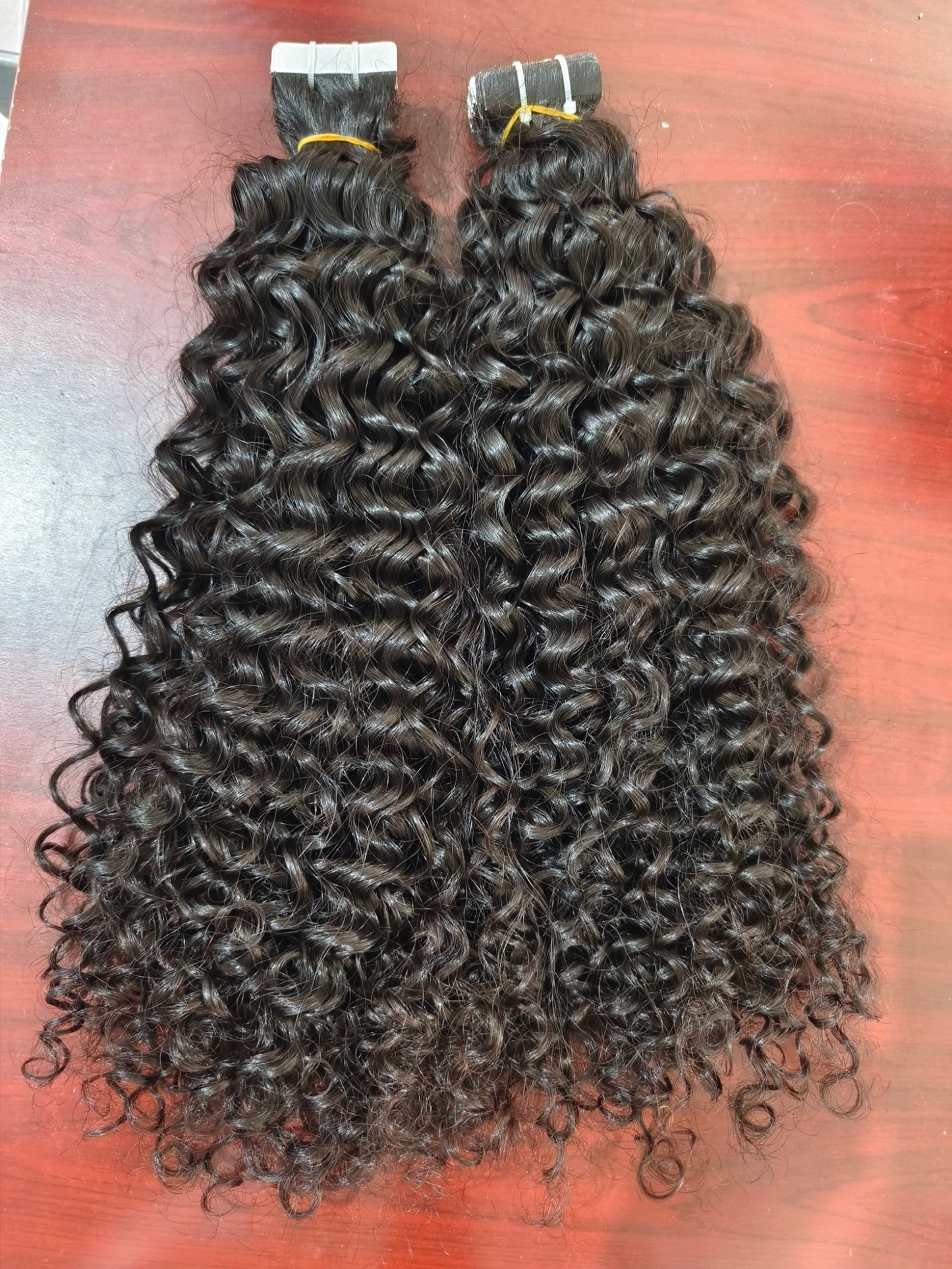 raw deep tight curly tape ins extension, real one donor human hair tape extensions
