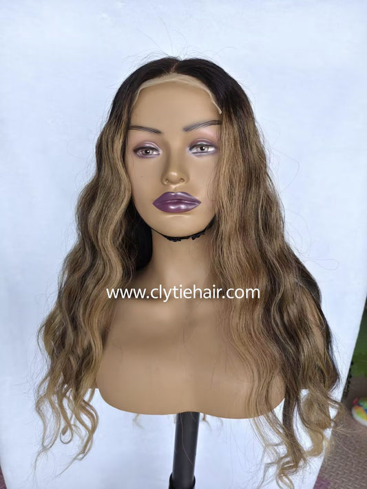 Raw Hair wigs blonde hightlight wave Lace Closure raw hair glueless wigs HD Wig  5×5 invisible closure wig