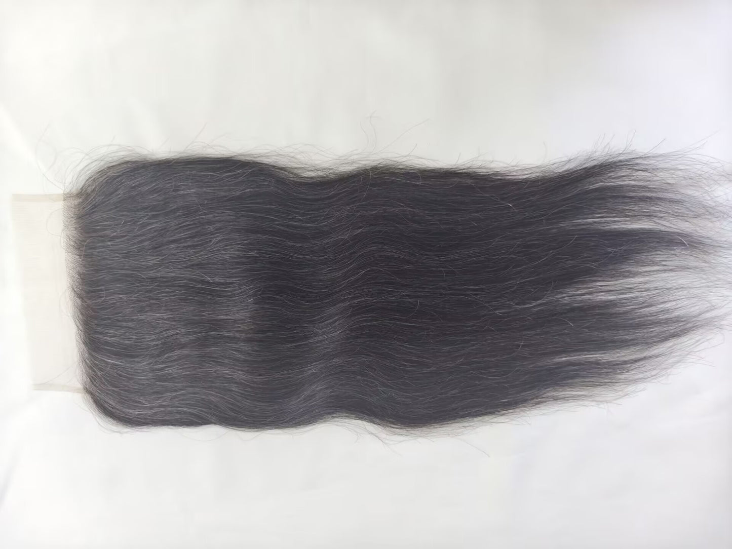 Raw straight Salt and Pepper Gray Human Hair 7x7 0.10mm Ultra-thin HD Lace Closures straight Grey Human Hair Bundles 50% Grey Mixed Black Color 1 closure.  Virgin Hair Weave Extensions Can be Dyed and Styled by Clytie