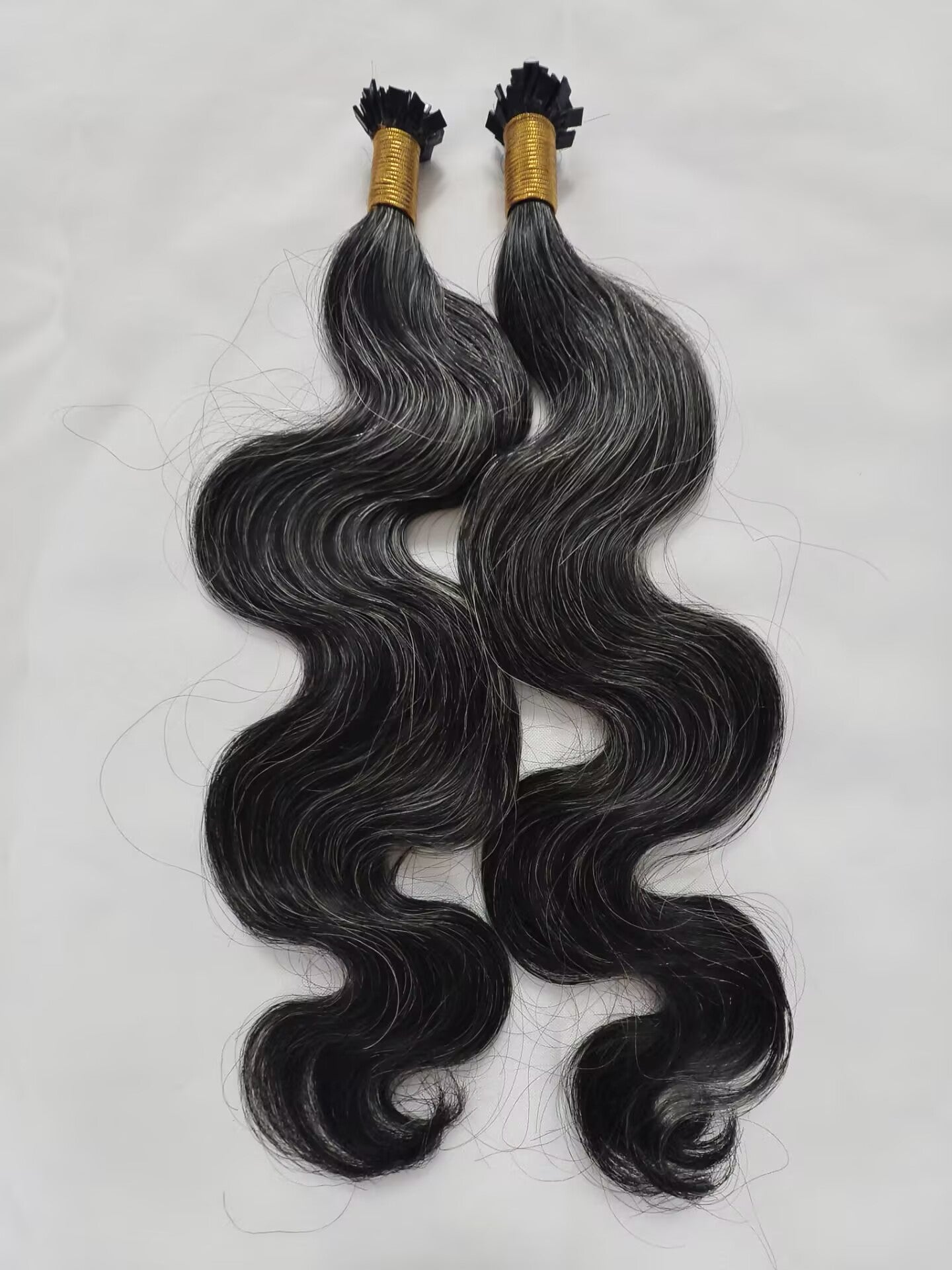 Raw 50% Salt And Peppet Color Body Wave K Tips - One Donor Human Hair Wavy Flat U / V / Tip Extensions