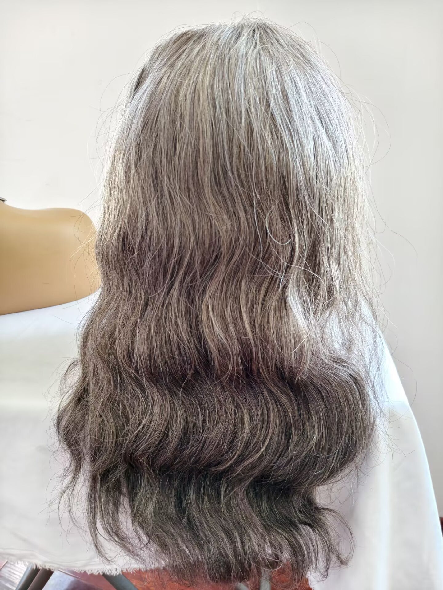 Clytie Raw 80% Grey  Body Wave Salt and Pepper Gray Half Wig  Human Hair Wigs , 100% One Donor Cuticle Aligned Human Hair