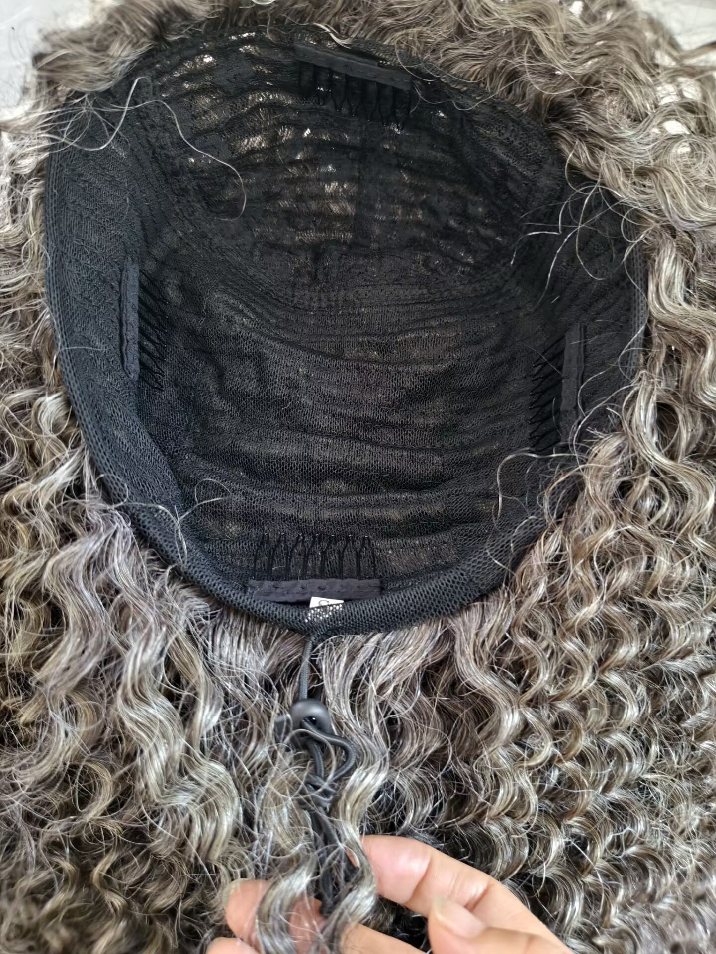 Clytie Raw 80% Grey  Jerry Curly 3b3c Salt and Pepper Gray Half Wig  Human Hair Wigs , 100% One Donor Cuticle Aligned Human Hair