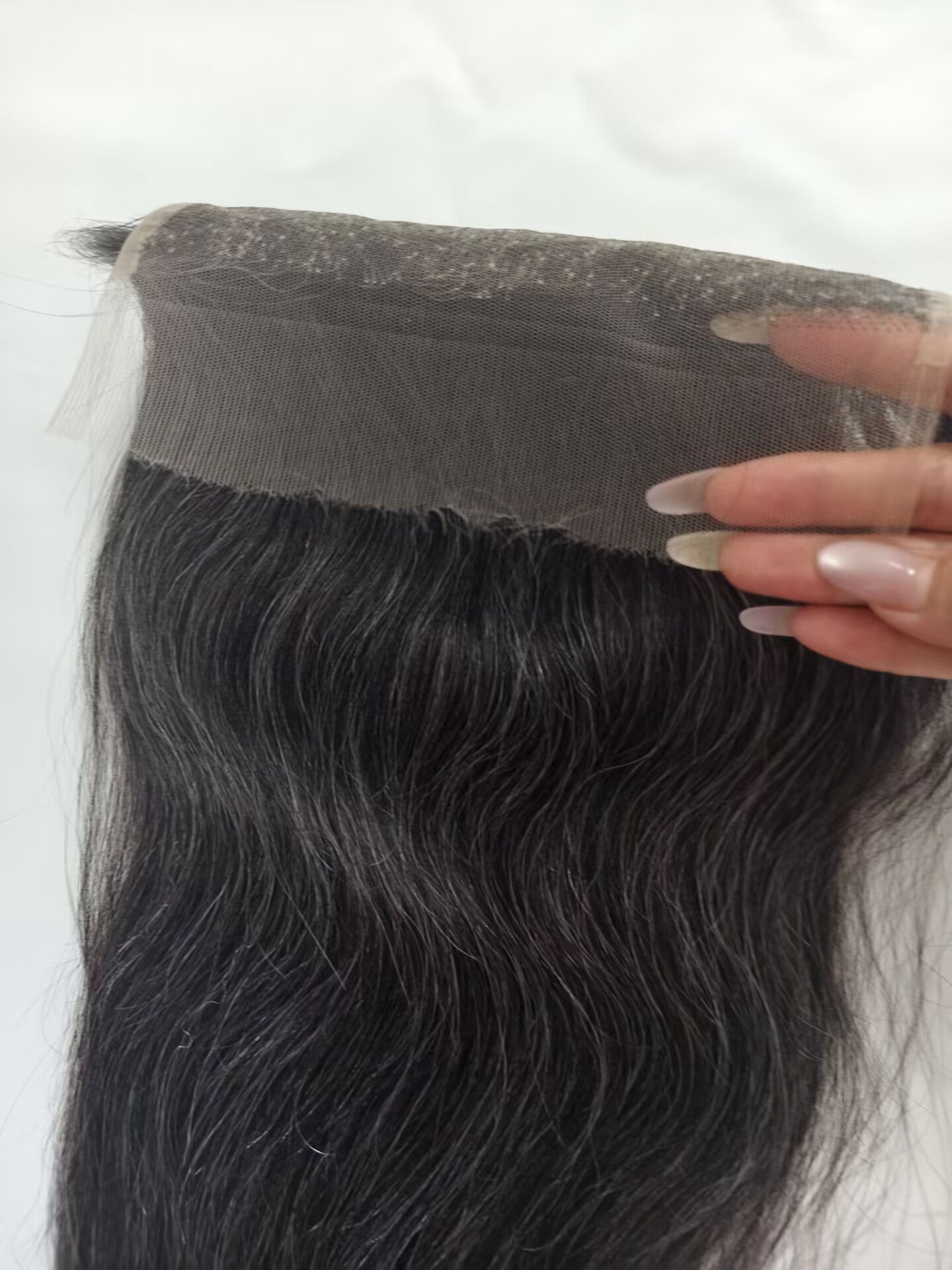 Raw straight Salt and Pepper Gray Human Hair 7x7 0.10mm Ultra-thin HD Lace Closures straight Grey Human Hair Bundles 50% Grey Mixed Black Color 1 closure.  Virgin Hair Weave Extensions Can be Dyed and Styled by Clytie