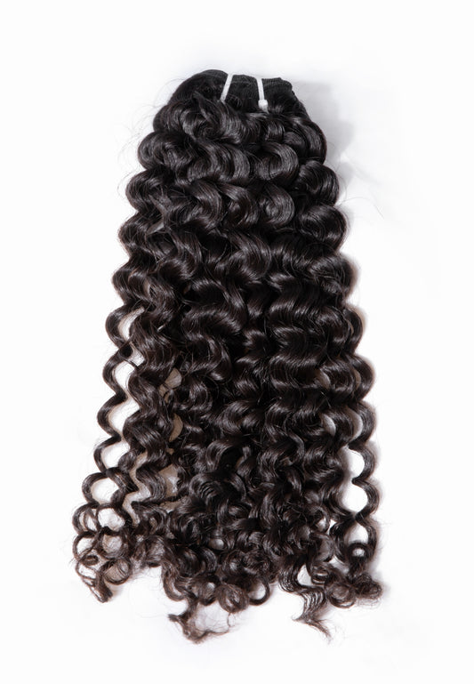 Last 5 Years Raw Curly Human Hair Bundles Natural Color, One Donor Deep Curly Raw Virgin Human Hair Bundle