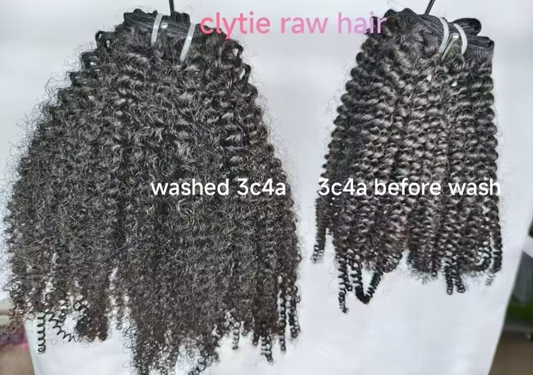 Clytie Raw 3c4a Kinky Curly Half Wig  Human Hair Wigs , 100% One Donor Cuticle Aligned Human Hair