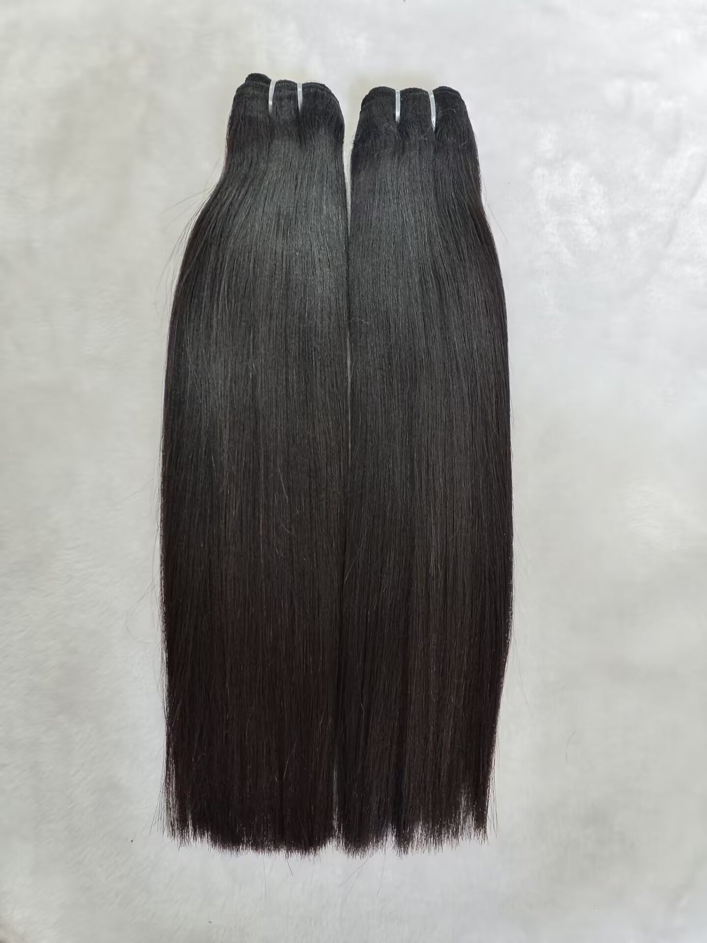 Double Drawn Last 5 Years Raw Light Yaki Straight Human Hair Bundles Natural Black Color (between 1b to #2), Can Lift 613 Color Easily