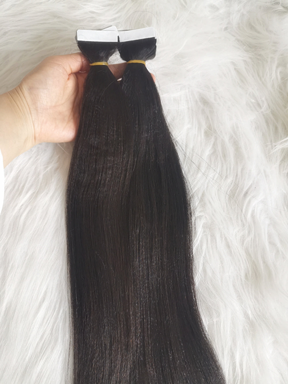 raw light yaki straight tape ins extension, real one donor human hair tape extensions