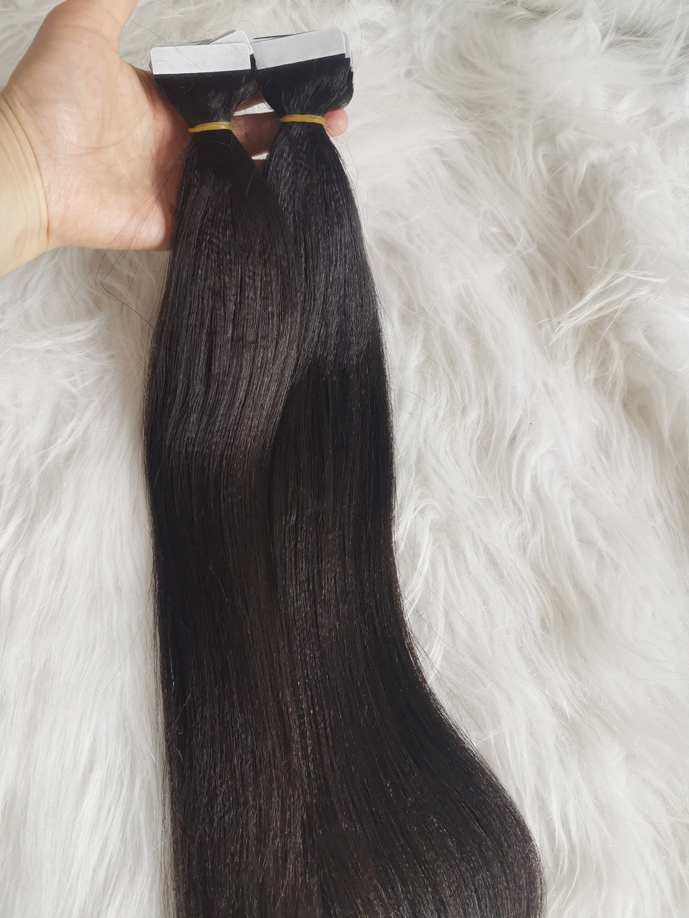 raw light yaki straight tape ins extension, real one donor human hair tape extensions